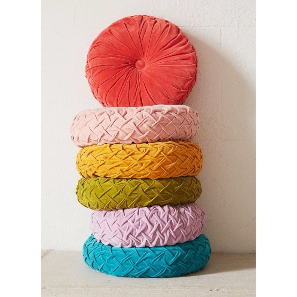 Urban Outfitters Round Pintuck Pillow Orange/Red